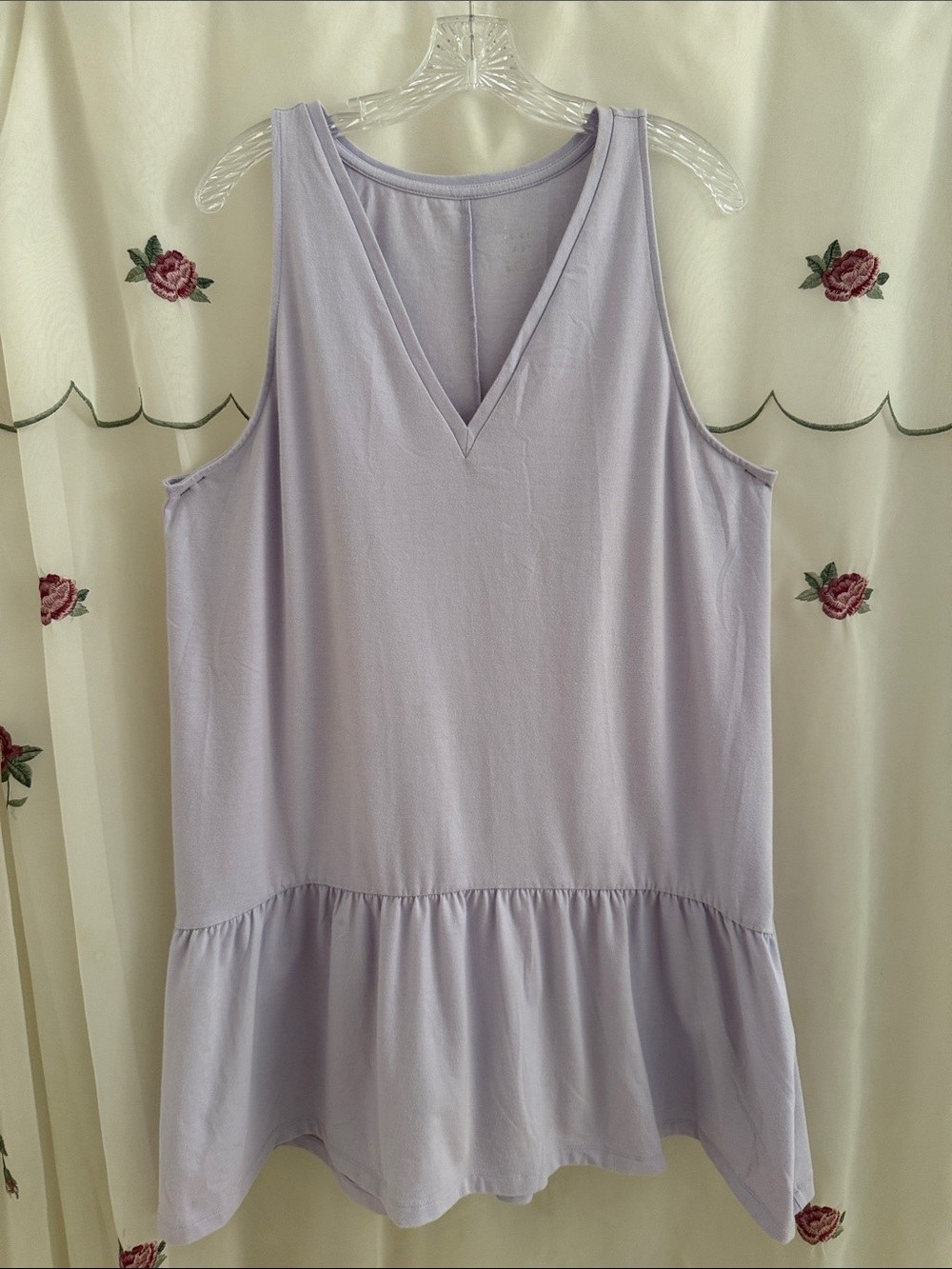 a new day Lavender V-Neck Ruffle-Trim Dress